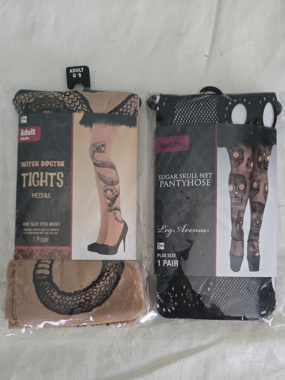 Witch Doctor Snake Tights & Sugar Skull Net Pantyhose Duo New